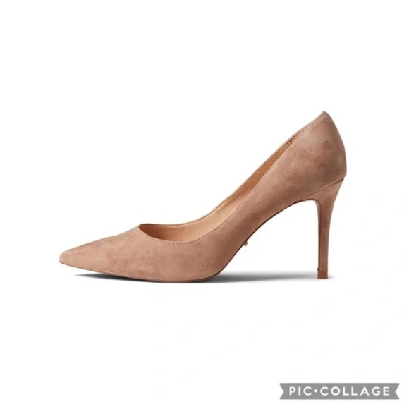 42 GOLD Rafee Suede Pointed Toe Pump Tan Women's Sz 7.5 NEW - Picture 1 of 9